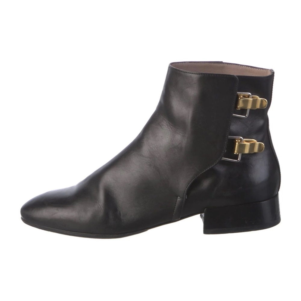 Chloe Double-Buckle Leather Boots sz 37